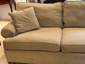 lot 54 image: Neutral Colored Upholstered Sofa