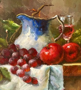 lot 102 image: Stunning Still Life Original Oil on Canvas Painting
