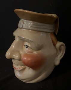lot 144 image: Vintage Sarreguemines Majolica Farmer Face Pitcher