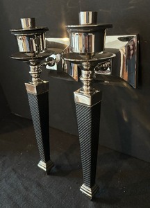 lot 177 image: Two Sleek Wall Mount Candle Holders
