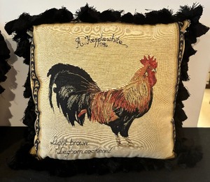 lot 191 image: Pair of A. Kepplewhite Rooster Themed Accent Pillows