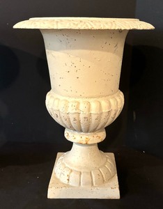 lot 233 image: Two Cream Colored Cast Iron Planters
