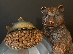 lot 236 image: Bear Figurine Decorative Glass Jar