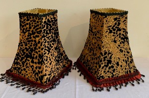lot 266 image: Pair of Fun Animal Print Beaded Lamp Shades
