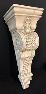 lot 86 image: Three Stylish Ivory Scrolled Wall Shelves