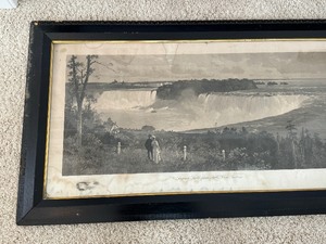lot 136 image: Vintage Framed Black and White Engraving Print, Niagara Falls View From The Falls View Station