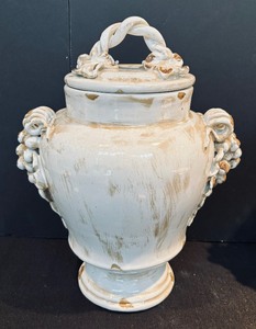 lot 359 image: Pair of Decorative Distressed Lidded Vessels