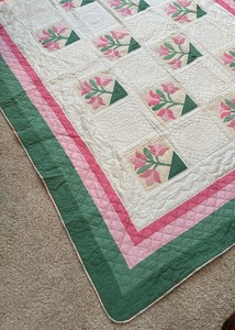 lot 360 image: Pretty Pink and Green Accent Quilt