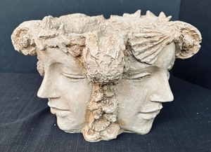 lot 363 image: Fabulous Four Faced Resin Planter