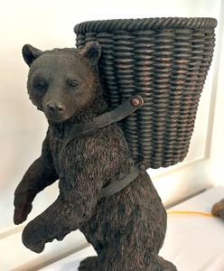 lot 371 image: Pair of Fun, Whimsical Bear Figurines with Baskets
