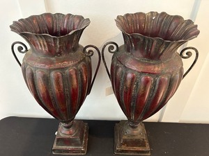 lot 522 image: Magnificent Metal Urn Vases