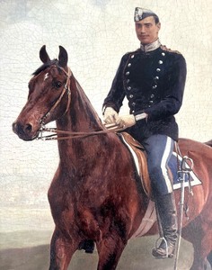 lot 420 image: Gorgeous Frame and Otto Bache Print Solider on Horse
