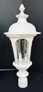 lot 427 image: White Outdoor Electric Post Lantern by Hampton Bay