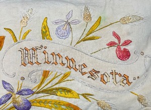 lot 607 image: Lovely Vintage Minnesota Motif Needlepoint Pillow