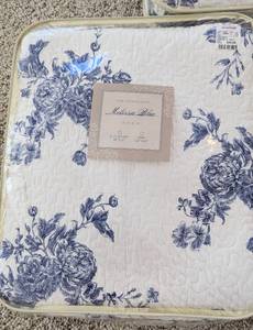lot 594 image: Three New FullQueen Size Melissa Blue Cotton Quilts