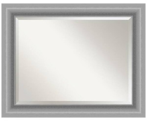 lot 11 image: AMANTI ART Medium Rectangle Peak Polished Silver Beveled Glass Casual Mirror (28 in. H x 34 in. W)