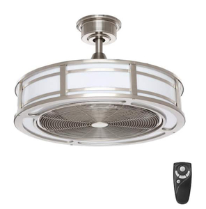 lot 12 image: HOME DECORATORS COLLECTION Brette II 23 in. LED IndoorOutdoor Brushed Nickel Ceiling Fan with Light and Remote Control