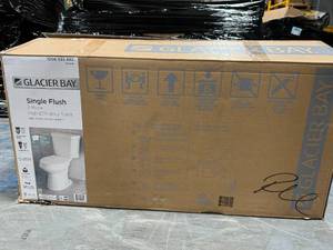 lot 26 image: GLACIER BAY  2pc 1.1 GPF1.6 GPF High Efficiency Dual Flush Complete Elongated Toilet in White