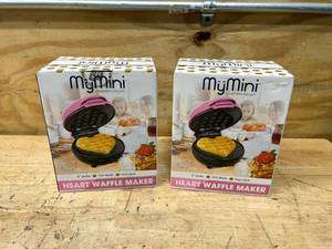 lot 97 image: MYMINI Lot of 2- Heart Shaped Waffle Makers