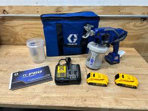 lot 5 image: GRACO Handheld TC Pro Cordless Airless Paint Sprayer with Charger and 2 Batteries (010424291)