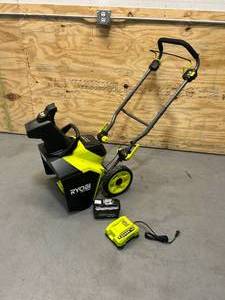 lot 7 image: RYOBI 40V HP Brushless 18 in. Single-Stage Cordless Electric Snow Blower with 6Ah Battery and Charger
