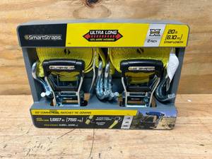 lot 20 image: SMARTSTRAPS Pack of 2- 20 ft Commercial Ratchet Tie Downs