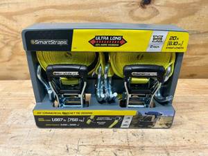lot 120 image: SMARTSTRAPS Pack of 2- 20 ft Commercial Ratchet Tie Downs