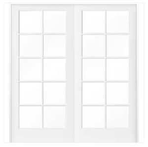 lot 129 image: KROSSWOOD DOORS 72 in. x 80 in. Craftsman Shaker 10-Lite Both Active MDF Solid Hybrid Core Double Prehung Interior Door