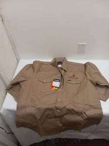 NEW WRANGLER TAN WITH PEARL SNAP BUTTON UP SHIRT