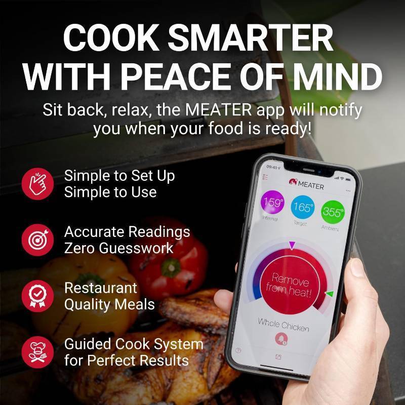 lot 940 image: MEATER Plus Long Range Wireless Smart Meat Thermometer with Bluetooth Booster  for BBQ, Oven, Grill, Kitchen, Smoker, Rotisserie  iOS & Android App