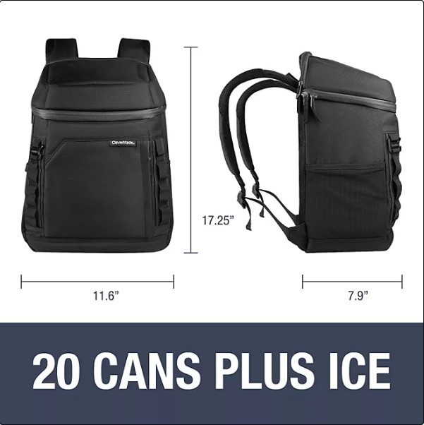 lot 336 image: NEW CleverMade 20-Can Pacifica Backpack Cooler - Black