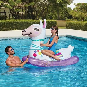 lot 183 image: NEW Members Mark Novelty Ride-On Pool Float - Llama