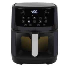 lot 199 image: NEW Kalorik 7-Quart Touchscreen Air Fryer With Window, Black Steel