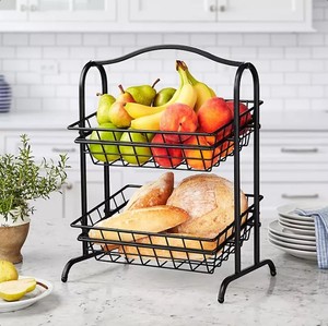 lot 201 image: NEW Members Mark 2-Tier Fruit Basket Stand - Black