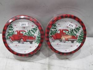 lot 211 image: NEW 2 Pack of Members Mark 85 Count Premium Winter Themed Paper Plates