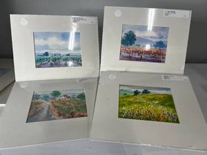 lot 19 image: Lot of 4 Matted Watercolors by William Hamilton 12 X 10 each Vineyard scenes
