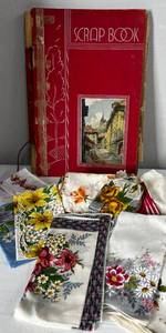 lot 37 image: Vintage Hankies and Scrapbook lot
