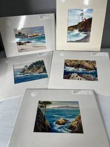 lot 33 image: William Hamilton Watercolors Lot of 5 Matted 12 x 10 California Scenery