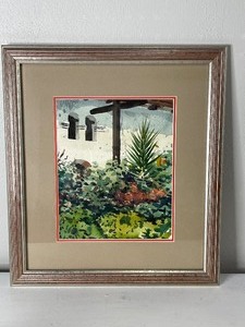 lot 42 image: Donald Maier Pastel Spanish Mission 18.5 16.5