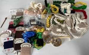 lot 47 image: Needlepoint and Knitting supply lot Silk & Wool yarn Made in Switzerland and Mending Wool Lot