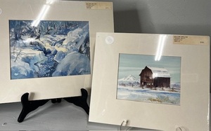 lot 20 image: Lot of 2 William Hamilton Watercolors winter scenes