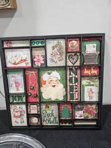 lot 79 image: Holiday Shadow Box w 4 GlassCrystal Serving Trays - 2 are Mikasa