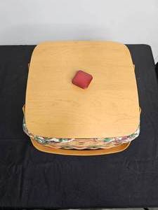 lot 90 image: Longaberger Hostess2000 Collection Basket W Liner Filled W Christmas Wrap Accessories