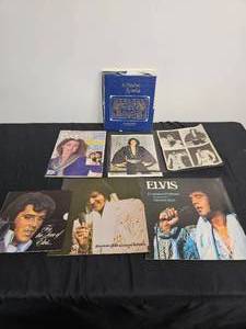 lot 4 image: Elvis Memorabilia Inc A Presley Speaks book by Vester Presley, PEOPLE Magazine w Priscilla Presley cover, Two 8x10 photos, For the Love of Elvis merchandise order form, Elvis Souvenir Folio Concert Edition, Elvis A Legendary Performer The Early Years.