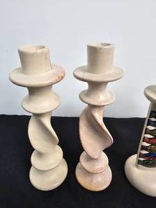lot 165 image: Pair Genuine Besmo Candlestick Holders, Made in Kenya  Pair of Candlesticks Made in Kenya Multi Colored Fish
