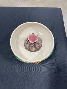 lot 117 image: Cool VTG Volcano Center Tiki Dancer Bowl Ceramic Orchids of Hawaii