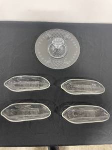 lot 118 image: Set of 4 Crystal Corn on the Cob Holders & Crystal Serving Tray w Handle