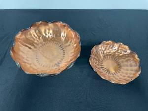 lot 94 image: 10 Wide VTG Copper Gregorian Bowl on Pedestal & VTG 8.5 Wide Copper Gregorian Bowl