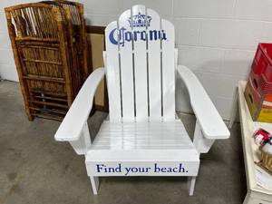 lot 63 image: Corona White & Blue  Adirondack Chair
