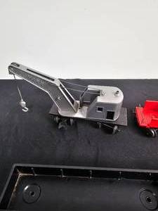 lot 253 image: Marx O Gauge Pennsylvania 347100 Gondola  Vintage O Gauge Marx Work Caboose  Vintage Marx O Gauge Gantry Crane